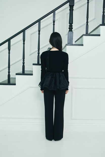 モデル身長：166cm 【トップス】カラー：black × black