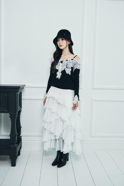 モデル身長：166cm 【トップス】カラー：black 【ボトムス】カラー：off white サイズ：SM