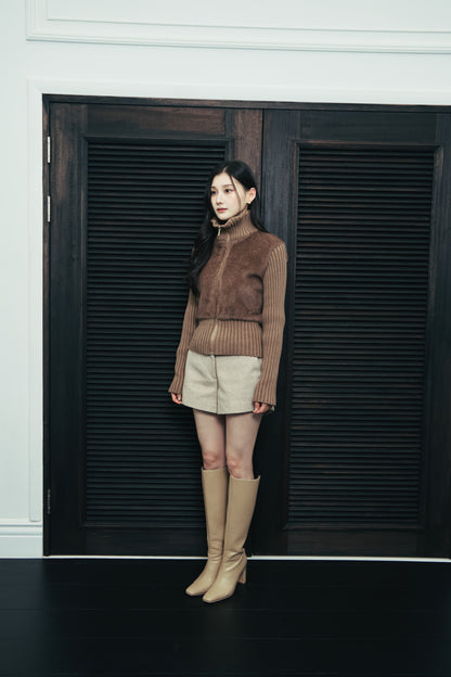 モデル身長：166cm 【アウター】カラー：mocha 【ボトムス】カラー：beige サイズ：MM