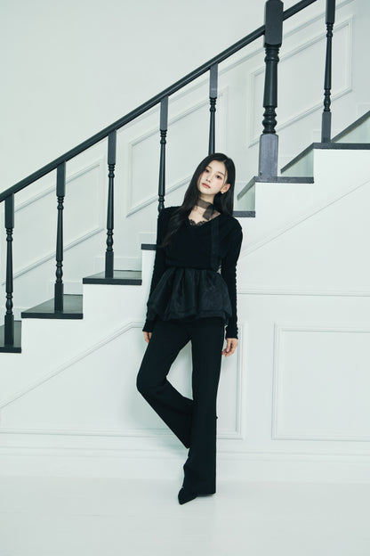 モデル身長：166cm 【トップス】カラー：black × black