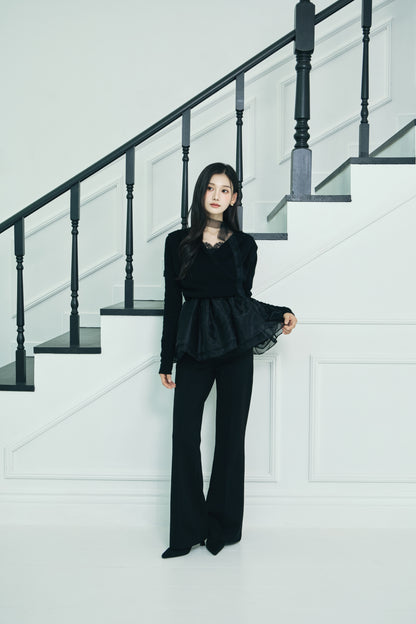 モデル身長：166cm 【トップス】カラー：black × black