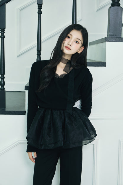モデル身長：166cm 【トップス】カラー：black × black