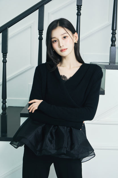モデル身長：166cm 【トップス】カラー：black × black