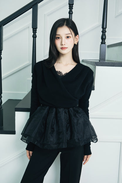 モデル身長：166cm 【トップス】カラー：black × black