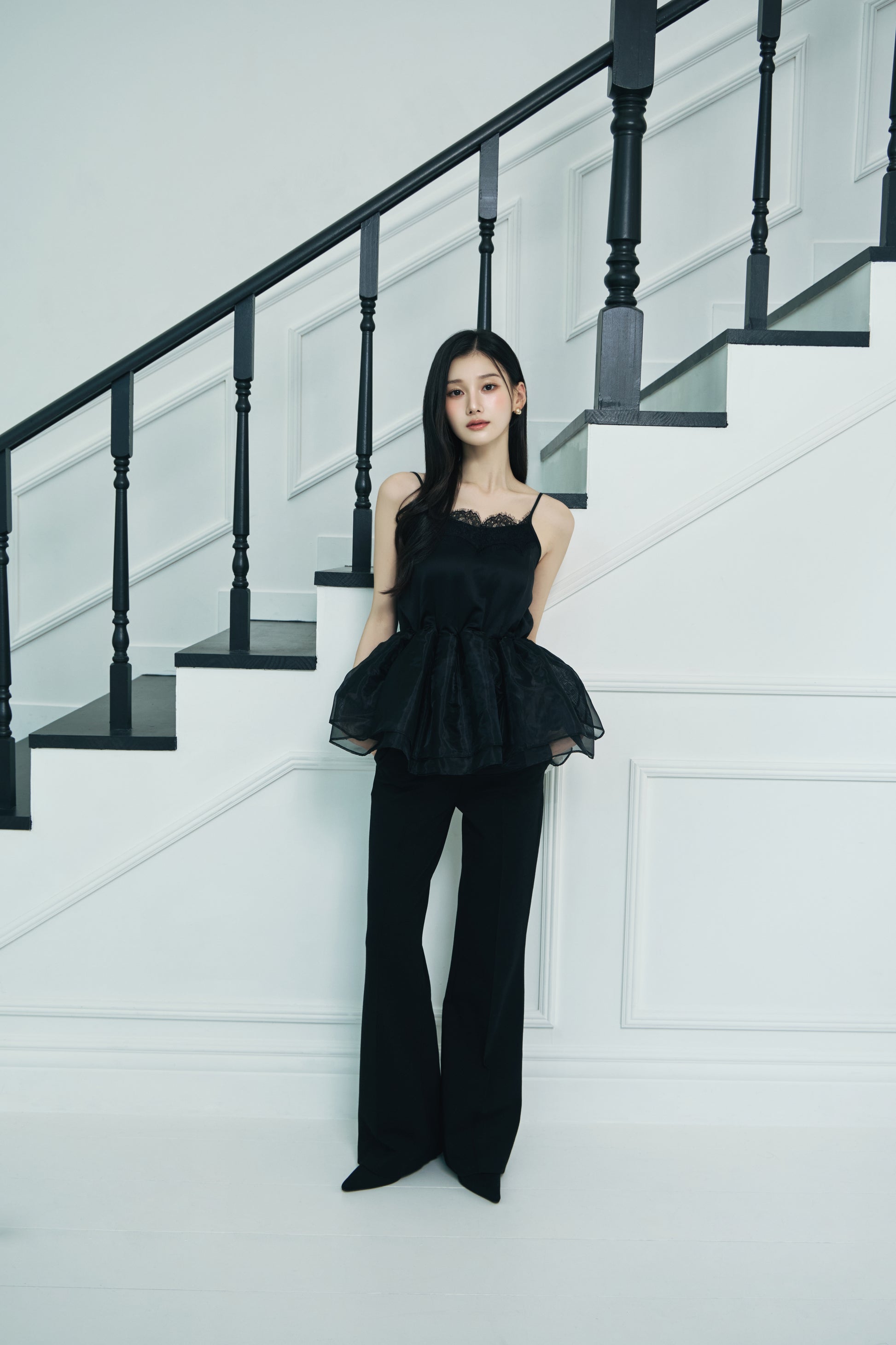 モデル身長：166cm 【トップス】カラー：black × black