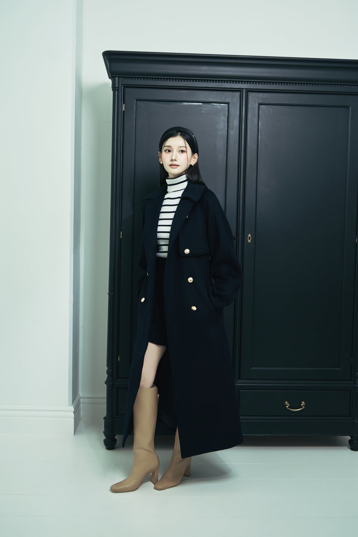 モデル身長：166cm カラー：navy