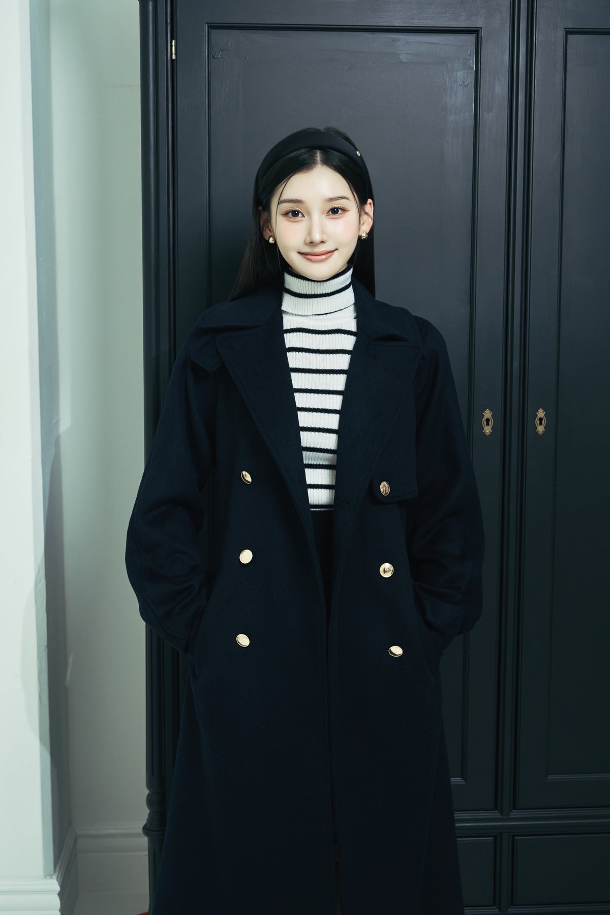 モデル身長：166cm カラー：navy
