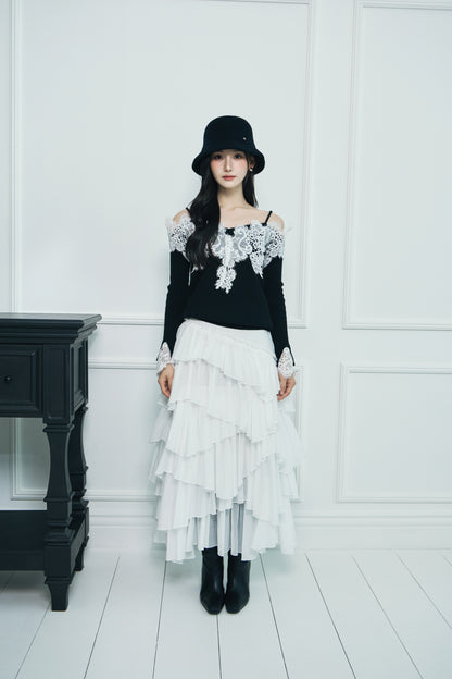 モデル身長：166cm 【トップス】カラー：black 【ボトムス】カラー：off white サイズ：SM