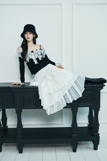 モデル身長：166cm 【トップス】カラー：black 【ボトムス】カラー：off white サイズ：SM