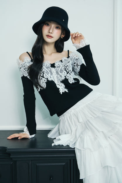 モデル身長：166cm 【トップス】カラー：black 【ボトムス】カラー：off white サイズ：SM