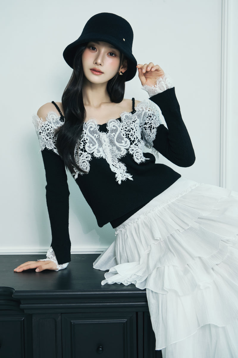 モデル身長：166cm 【トップス】カラー：black 【ボトムス】カラー：off white サイズ：SM 【ハット】カラー：black