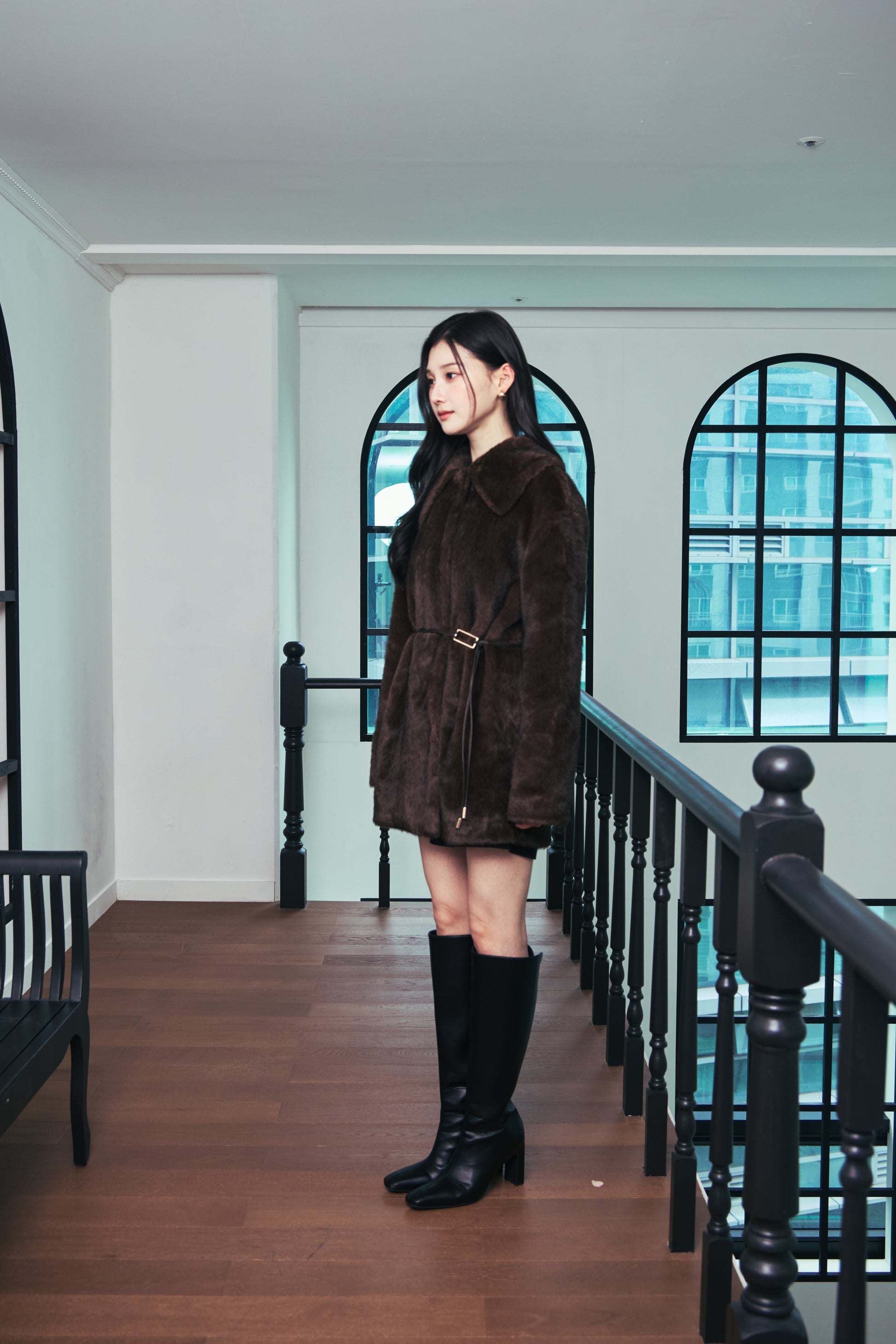 モデル身長：166cm 【アウター】カラー：brown