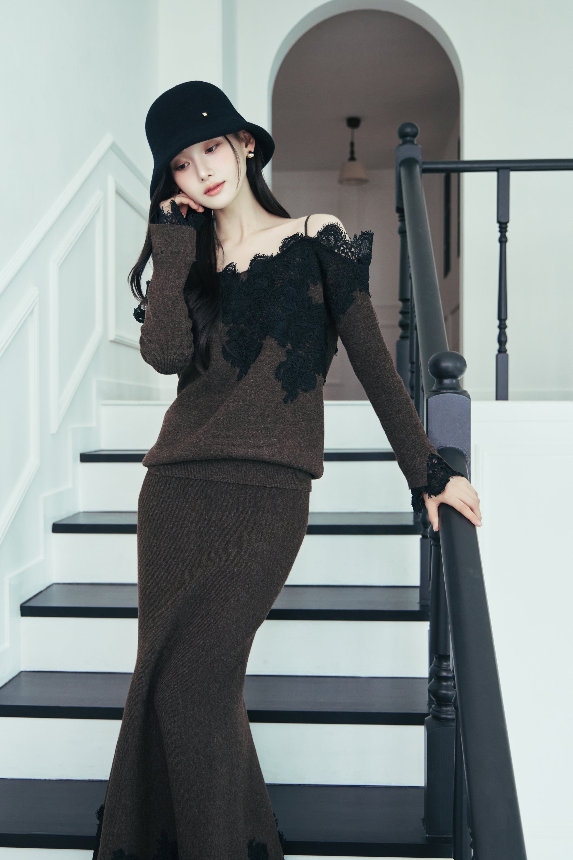 モデル身長：166cm 【トップス】カラー：brown 【ボトムス】カラー：brown サイズ：SM