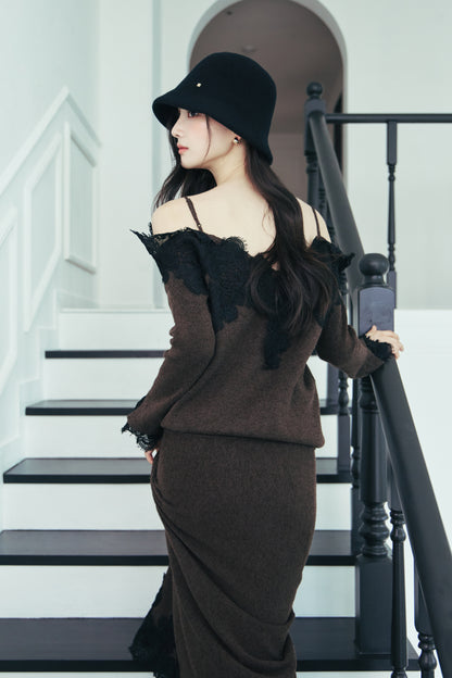 モデル身長：166cm 【トップス】カラー：brown 【ボトムス】カラー：brown サイズ：SM