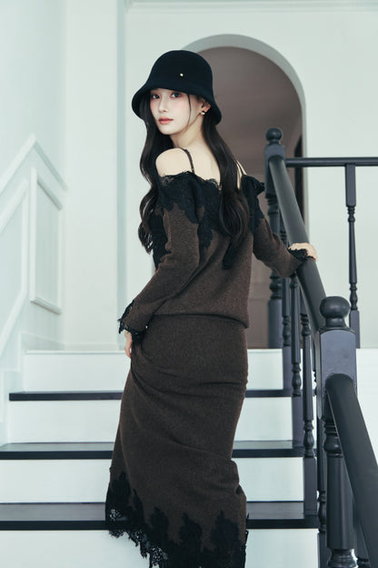 モデル身長：166cm 【トップス】カラー：brown 【ボトムス】カラー：brown サイズ：SM