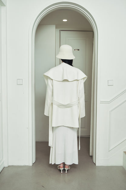 モデル身長：166cm 【アウター】カラー：off white 【ワンピース】カラー：off white サイズ：SM