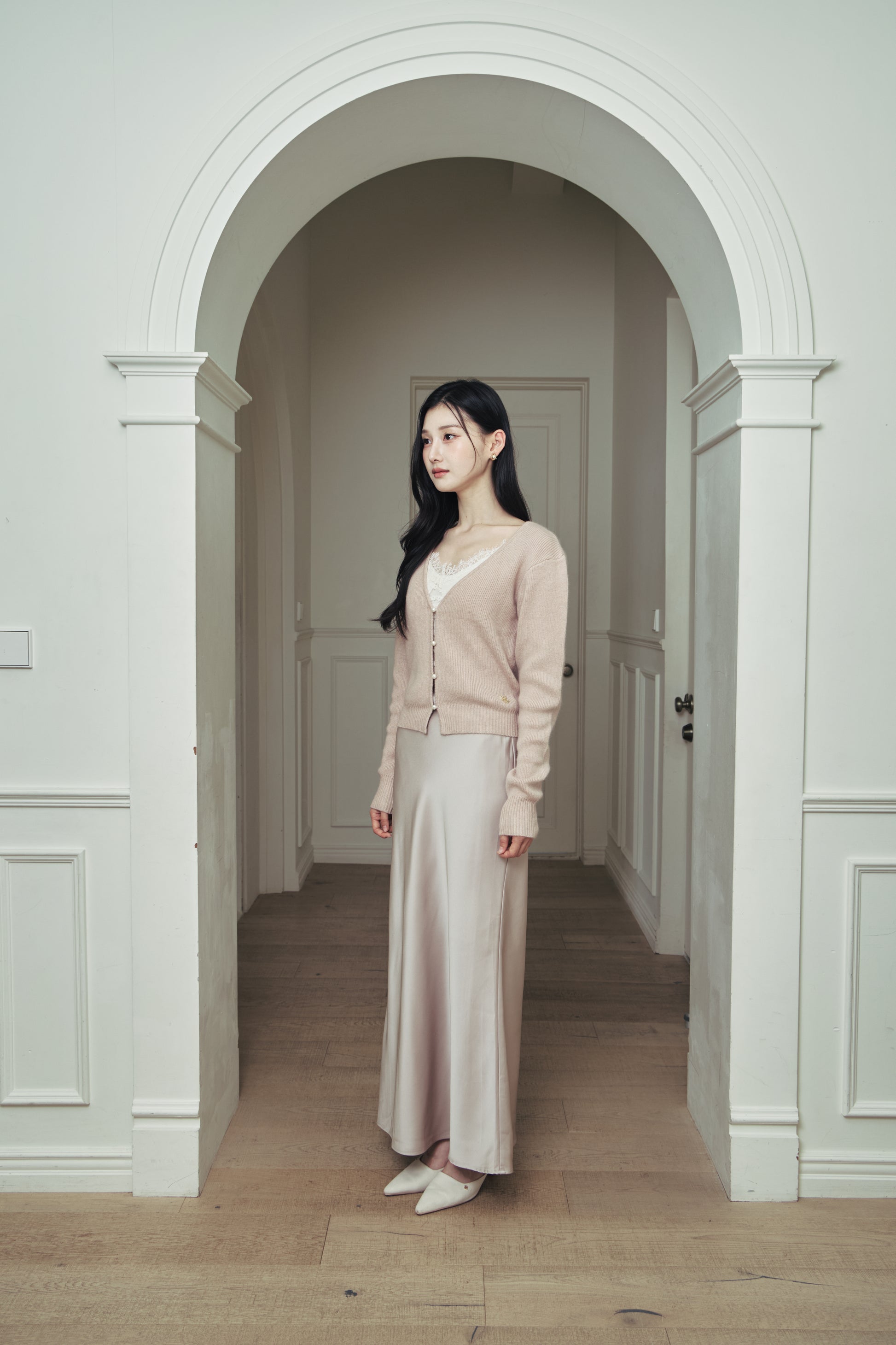 モデル身長：166cm 【トップス】カラー：pink beige 【ボトムス】カラー：greige サイズ：MM