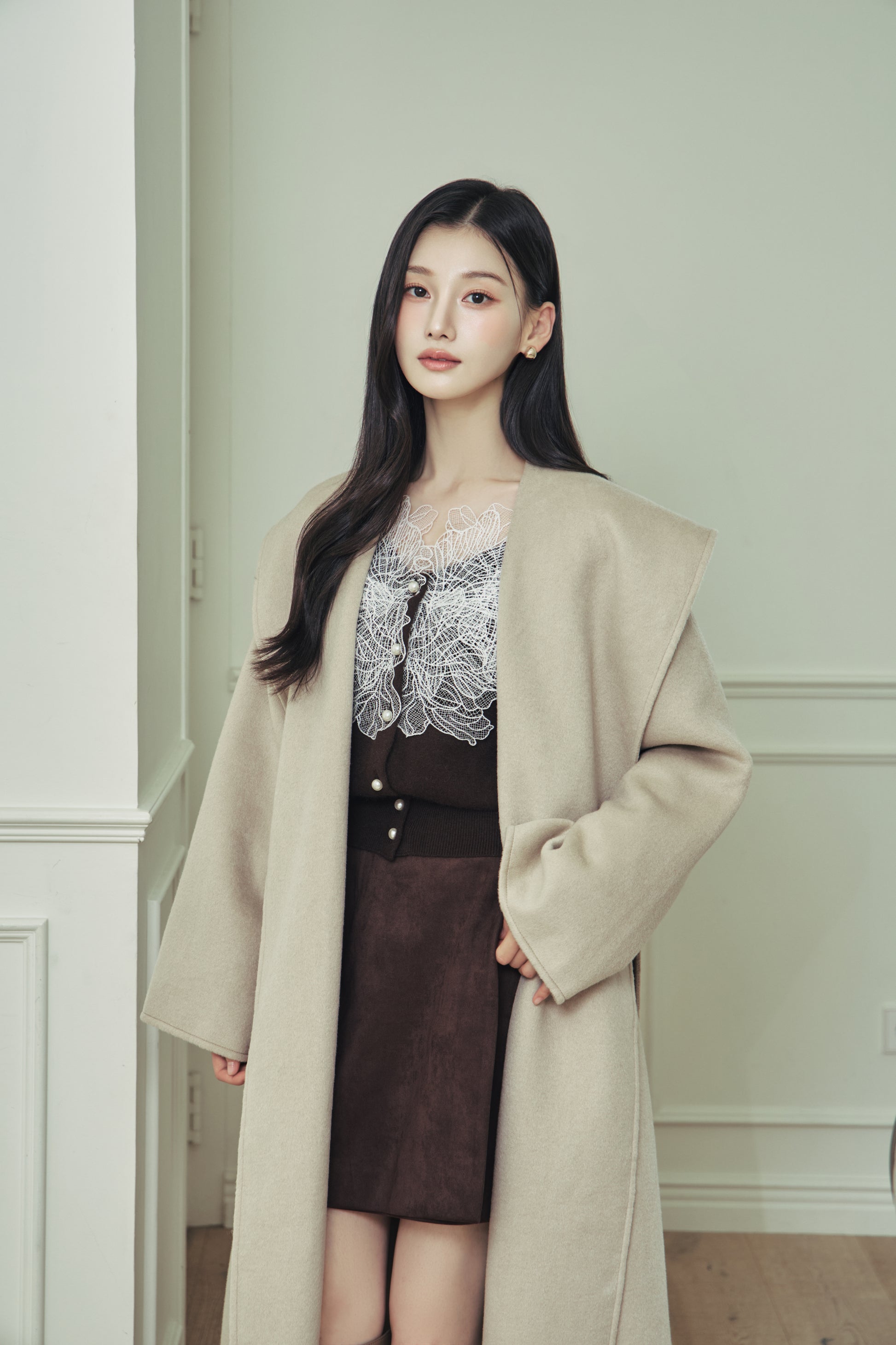 モデル身長：166cm サイズ：MM カラー：beige