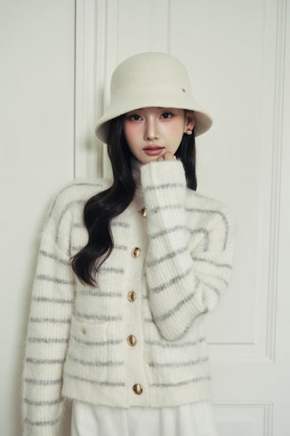 モデル身長：166cm 【トップス】カラー：off white × grey border