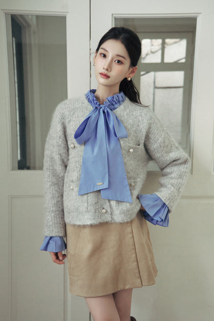 モデル身長：166cm 【トップス】カラー：light grey 【ボトムス】カラー：beige