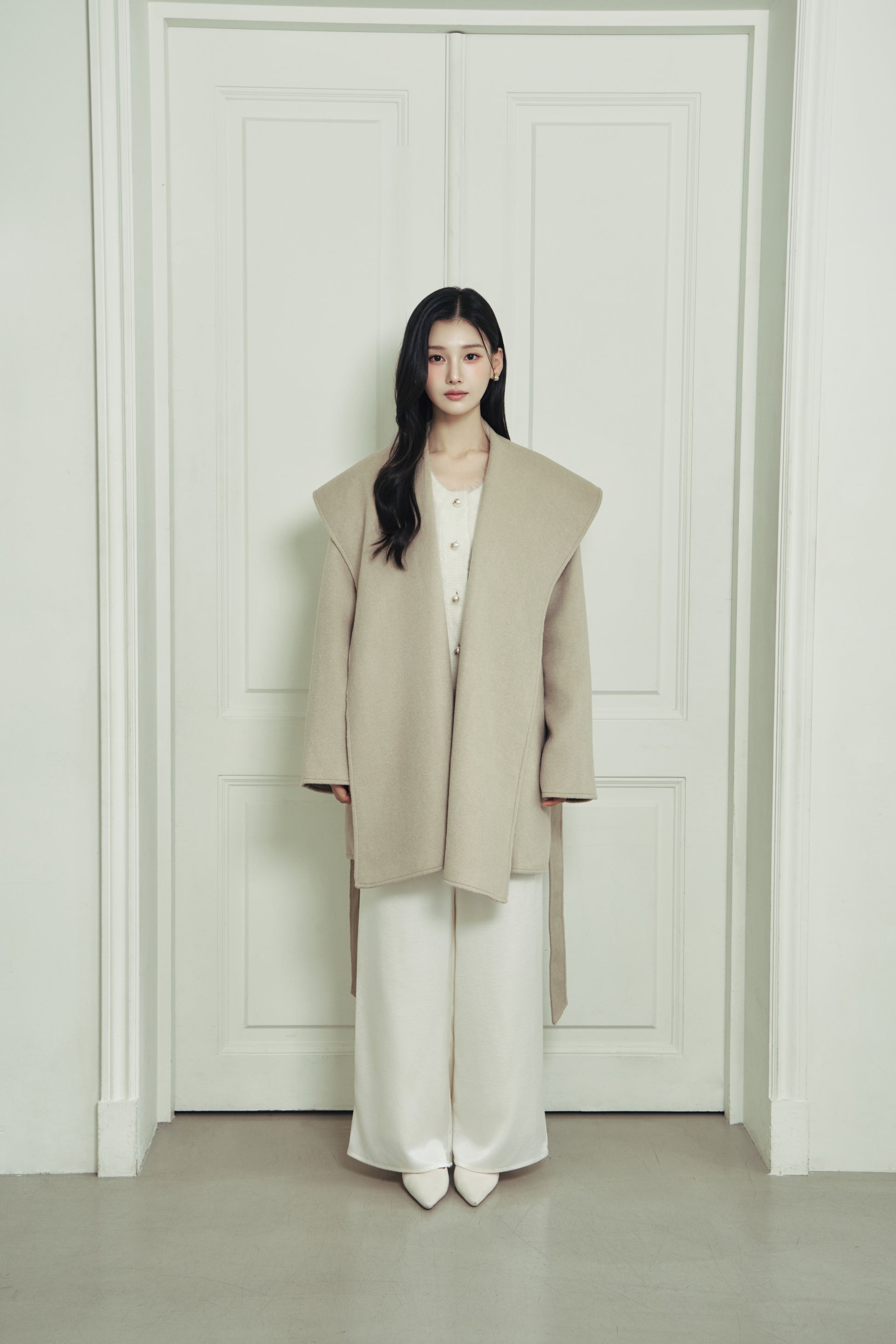 モデル身長：166cm カラー：milk beige