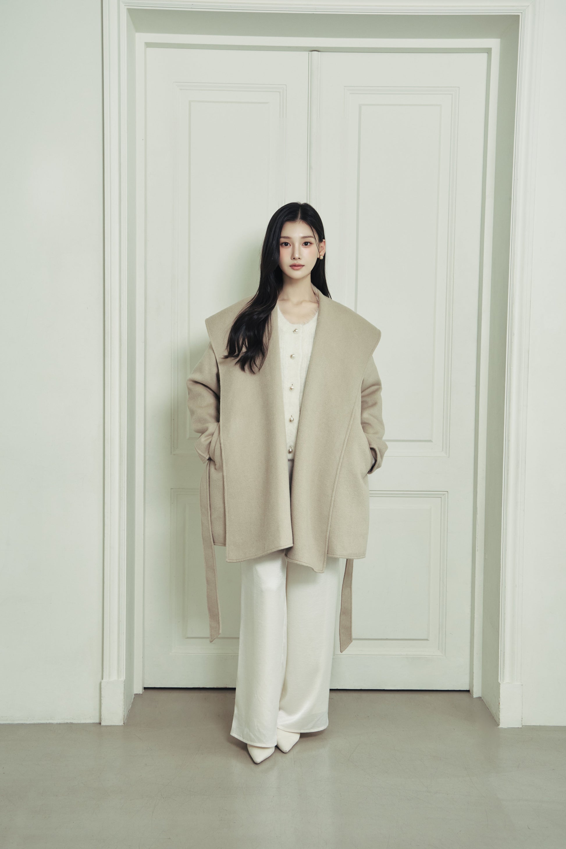 モデル身長：166cm 【アウター】カラー：milk beige