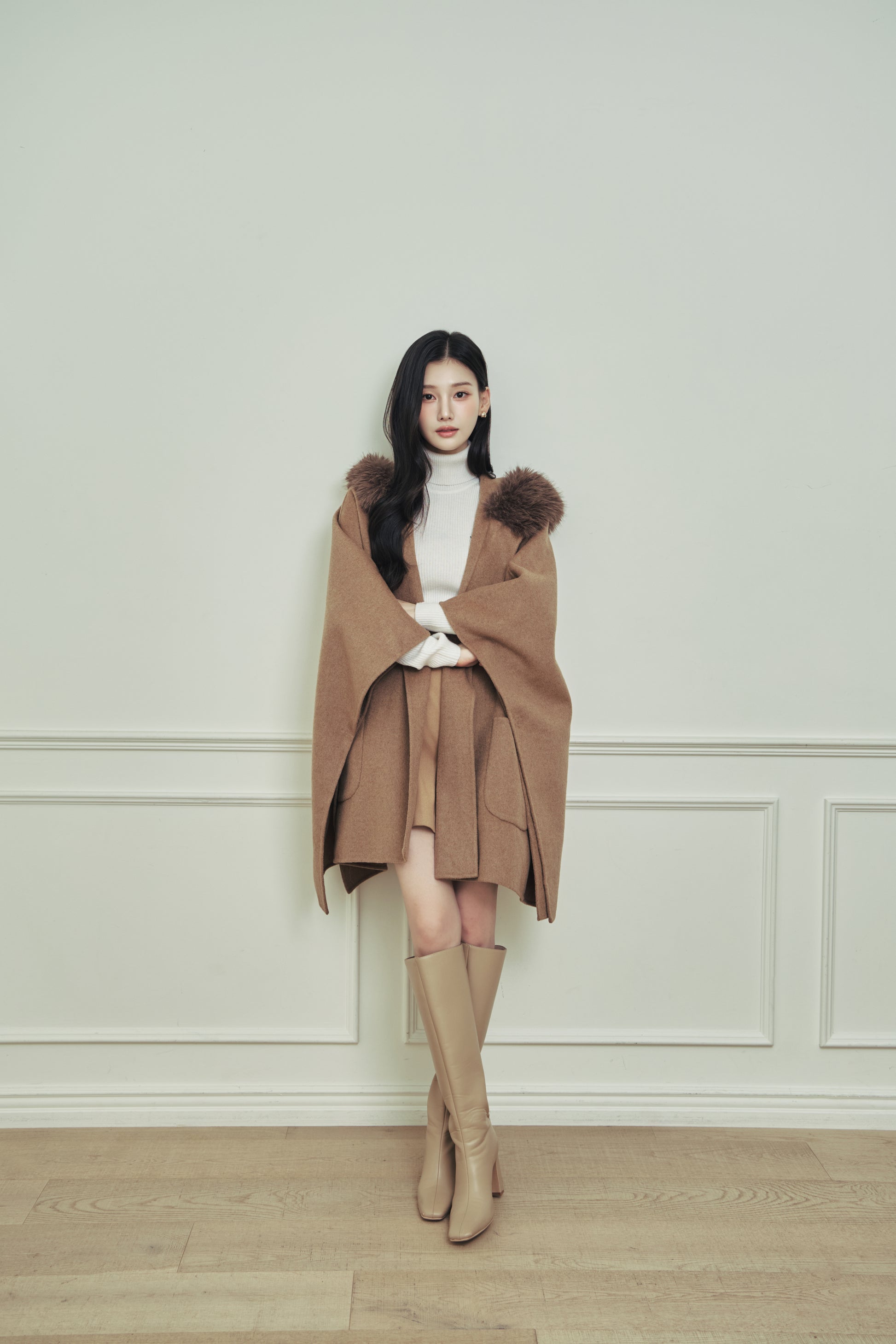 モデル身長：166cm 【アウター】カラー：camel