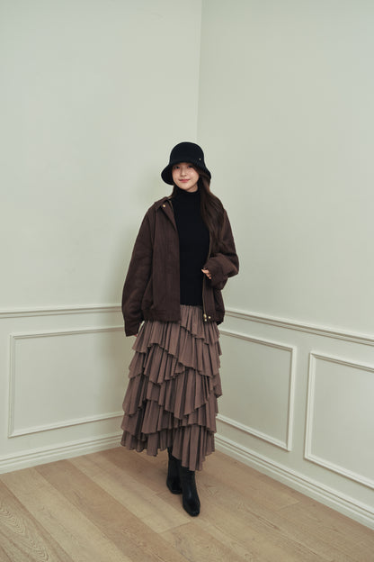 モデル身長：167cm 【アウター】カラー：brown 【トップス】カラー：black 【ボトムス】カラー：mocha サイズ：MM