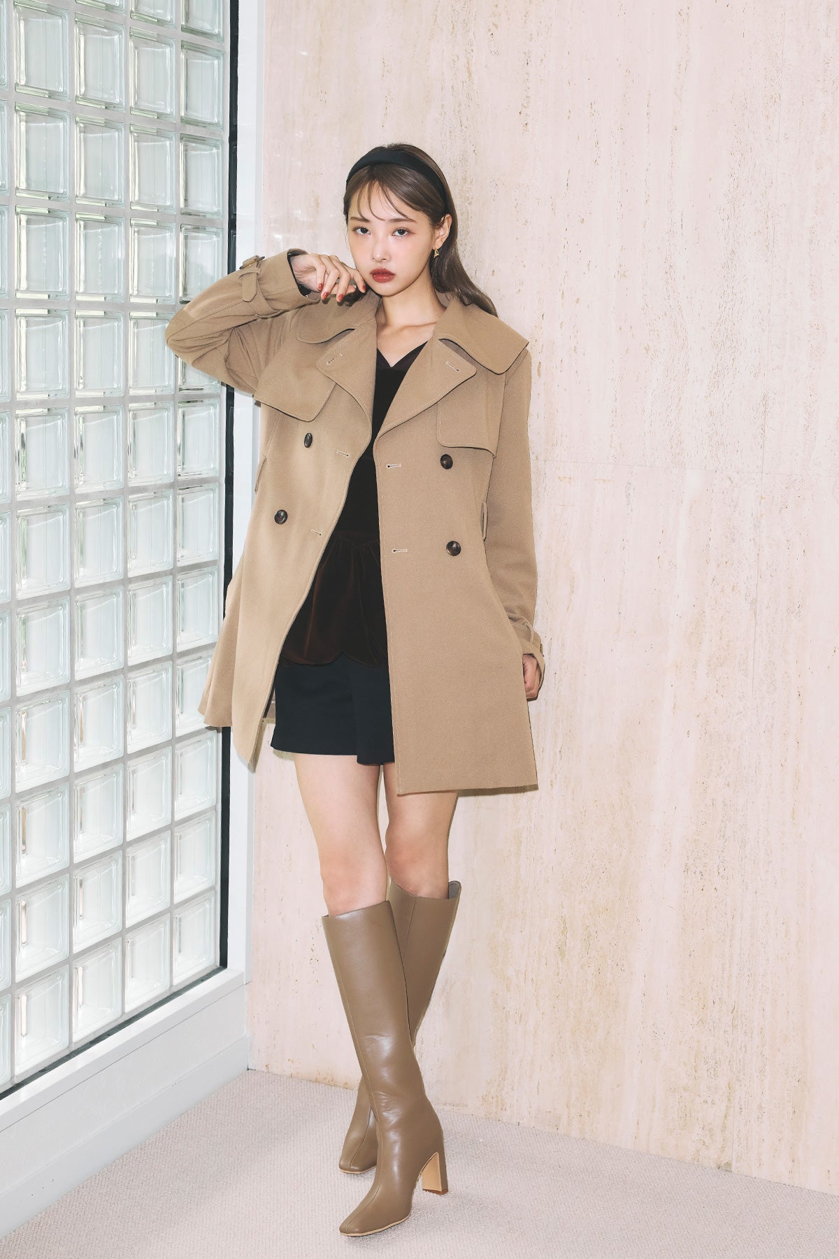 モデル身長：172cm サイズ：FREE カラー：beige