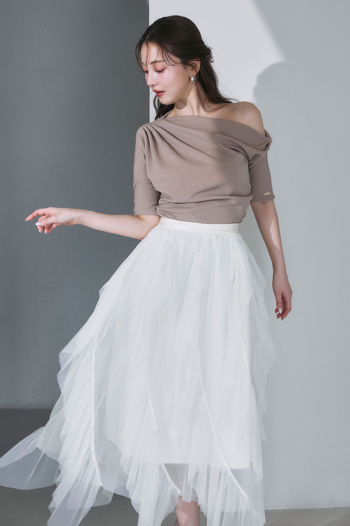 新品未使用アイボリー フリルチュールフレアスカート チュールフリルフレアスカート – poláura OFFICIAL ONLINE STORE