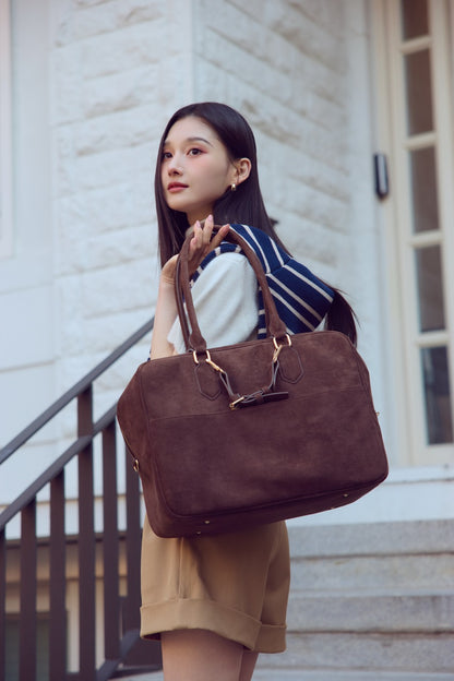 スウェードトラベルボストンバッグ