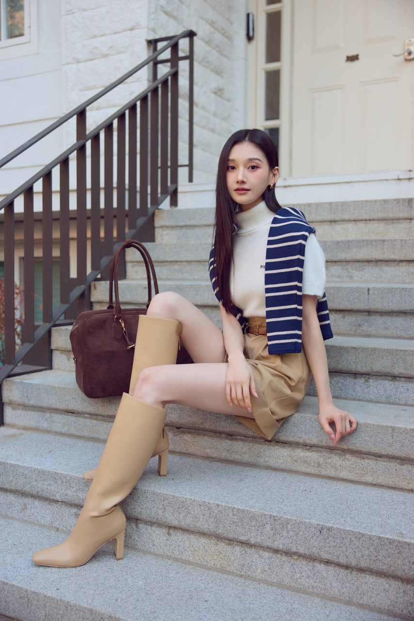 モデル身長：166cm カラー：cardigan/navy , tops/ivory