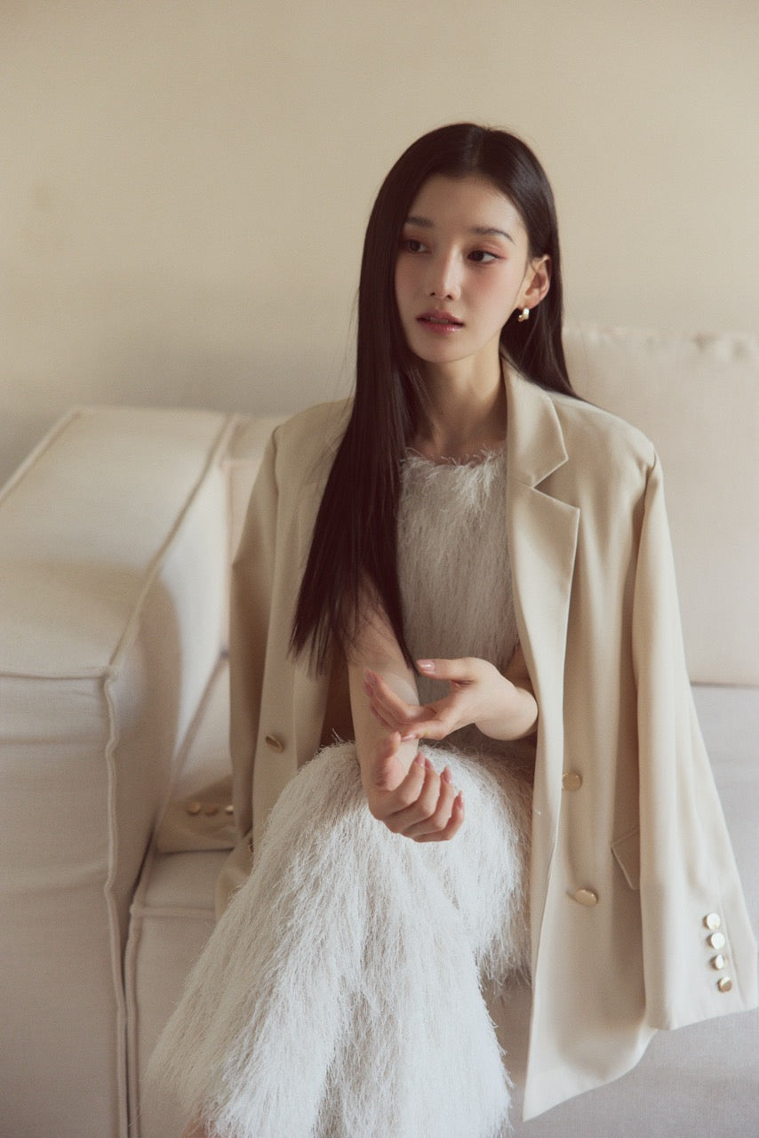 モデル身長：166cm ジャケットカラー：ivory ワンピースカラー：off white サイズ：M