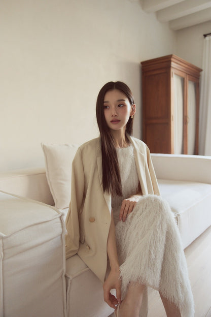 モデル身長：166cm ジャケットカラー：ivory ワンピースカラー：off white サイズ：M