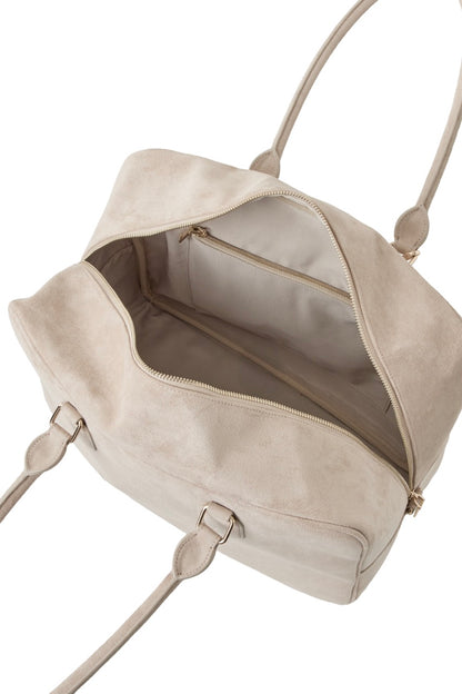 スウェードトラベルボストンバッグ