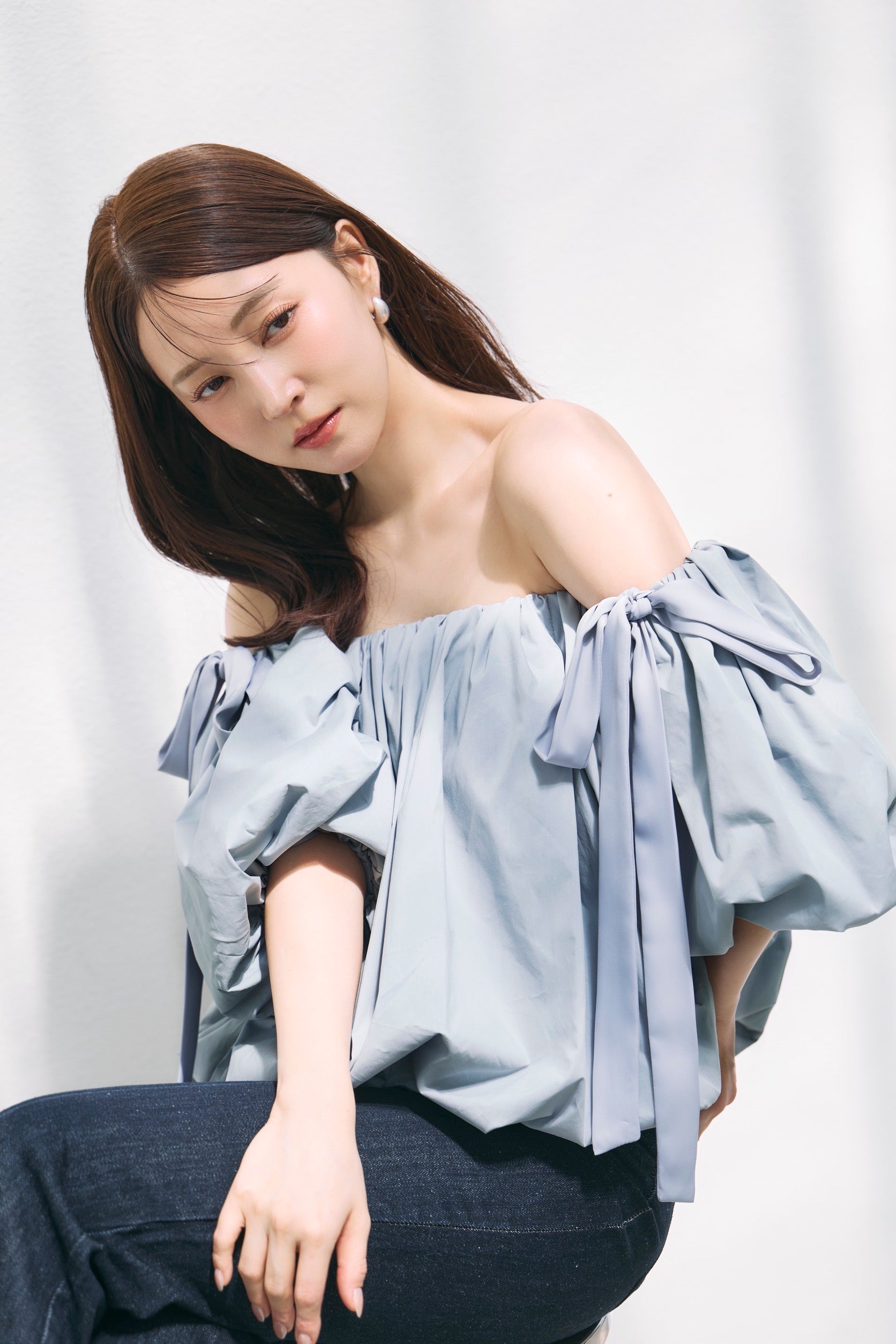 着用モデル：160cm カラー：sax grey