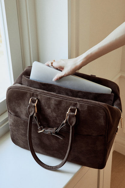 スウェードトラベルボストンバッグ