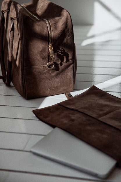 スウェードトラベルボストンバッグ