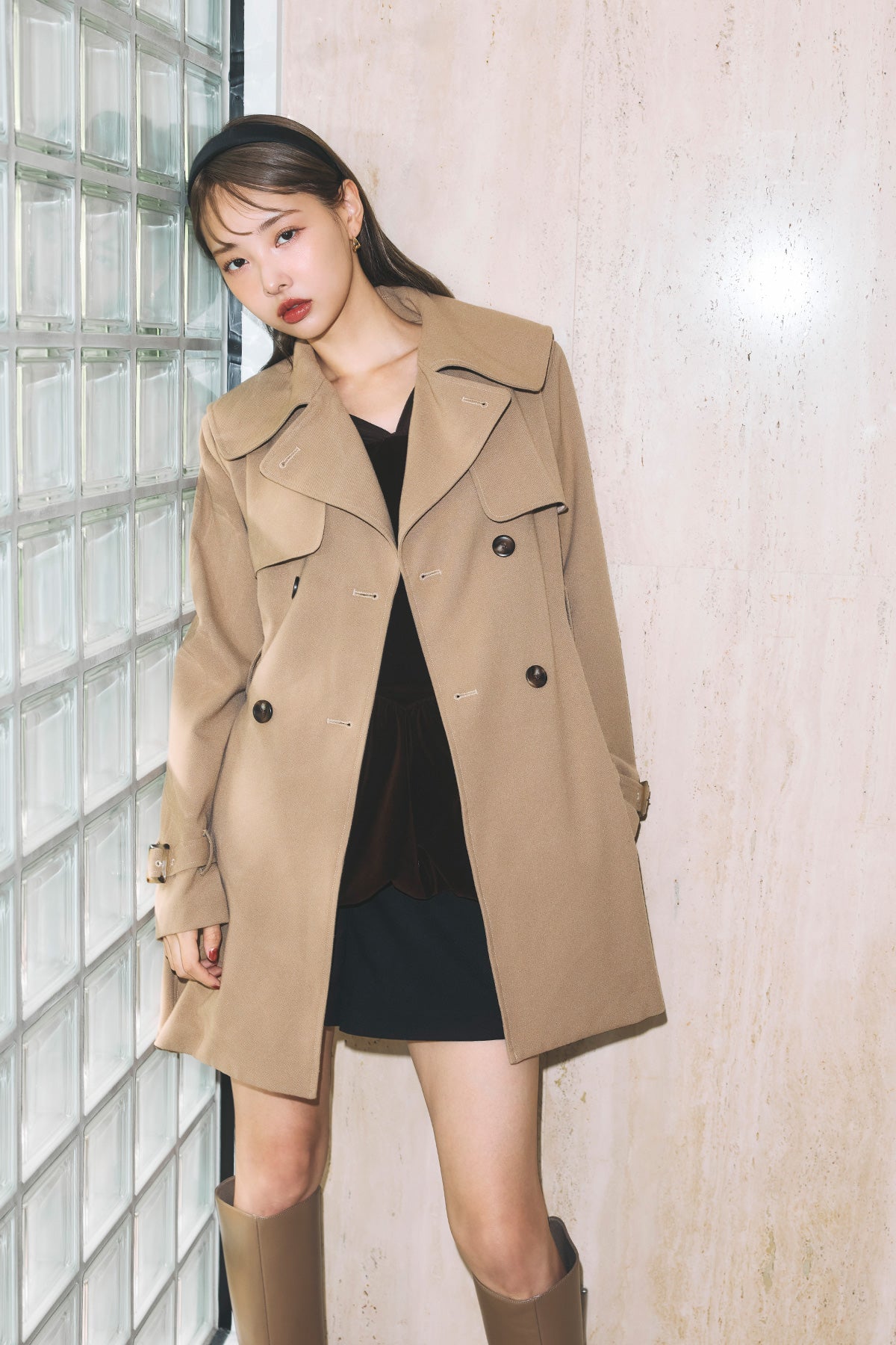 モデル身長：172cm サイズ：FREE カラー：beige