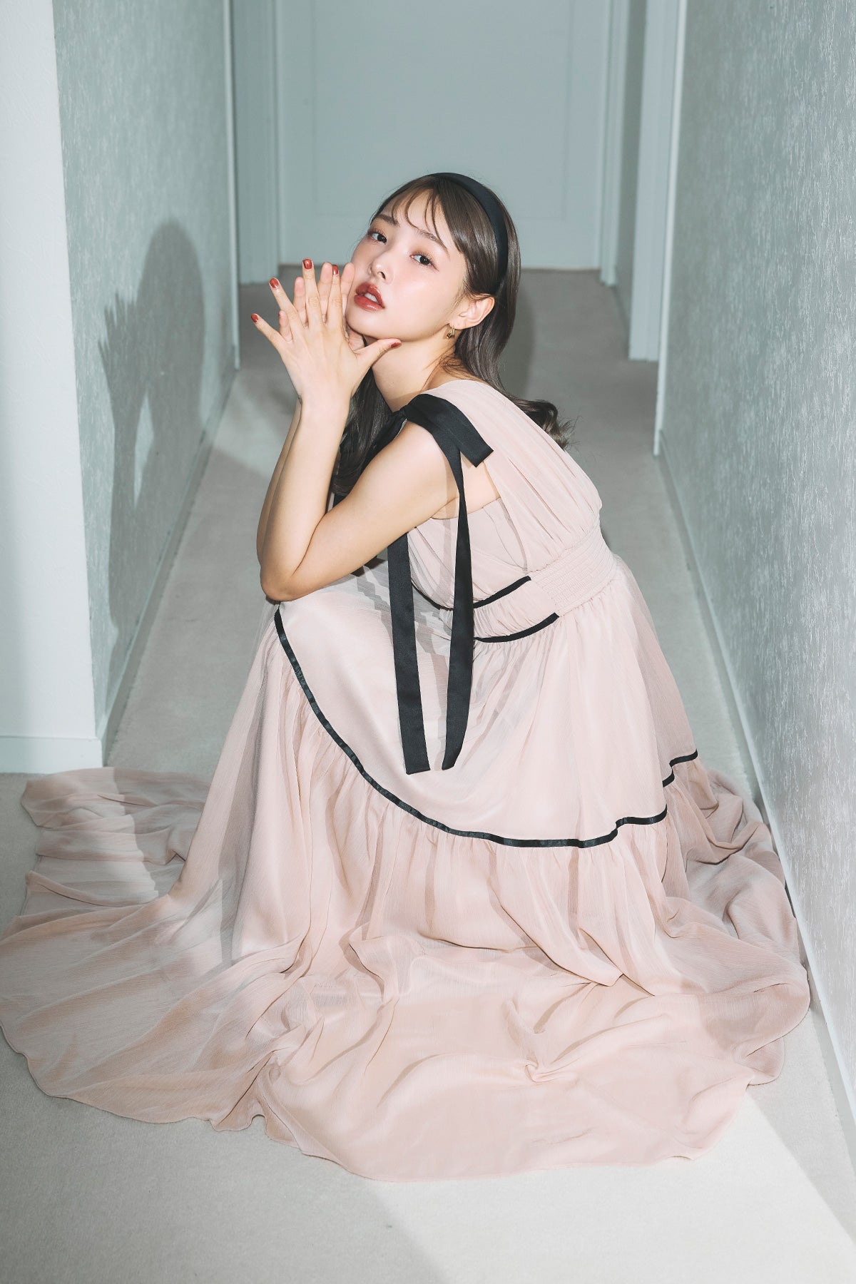 poláuraショルダーリボンシフォンワンピース polaura 1_aa83310b-db06-4c22-9c21-