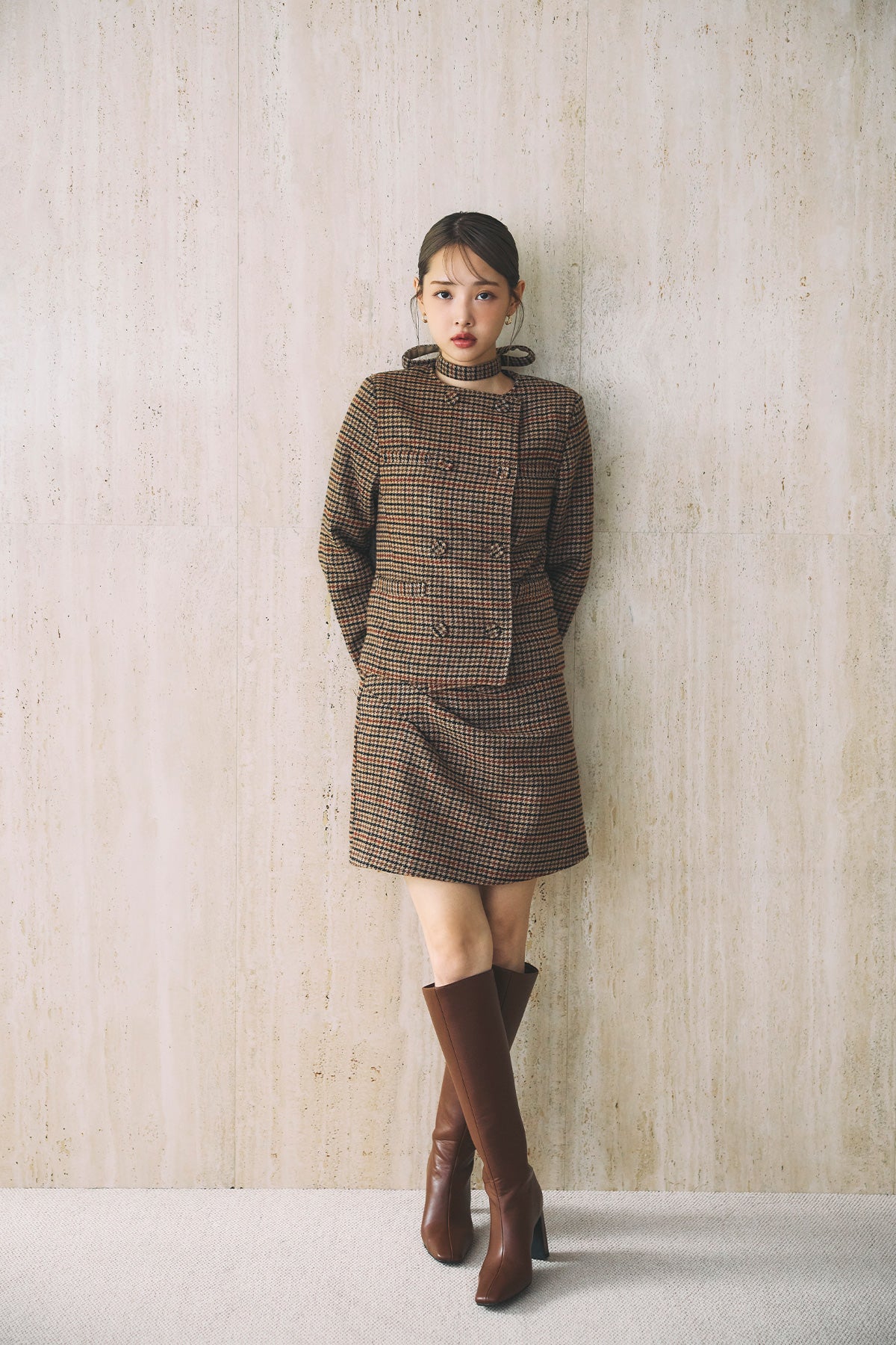 クラシカルチェックタックドレープスカート – poláura OFFICIAL ONLINE