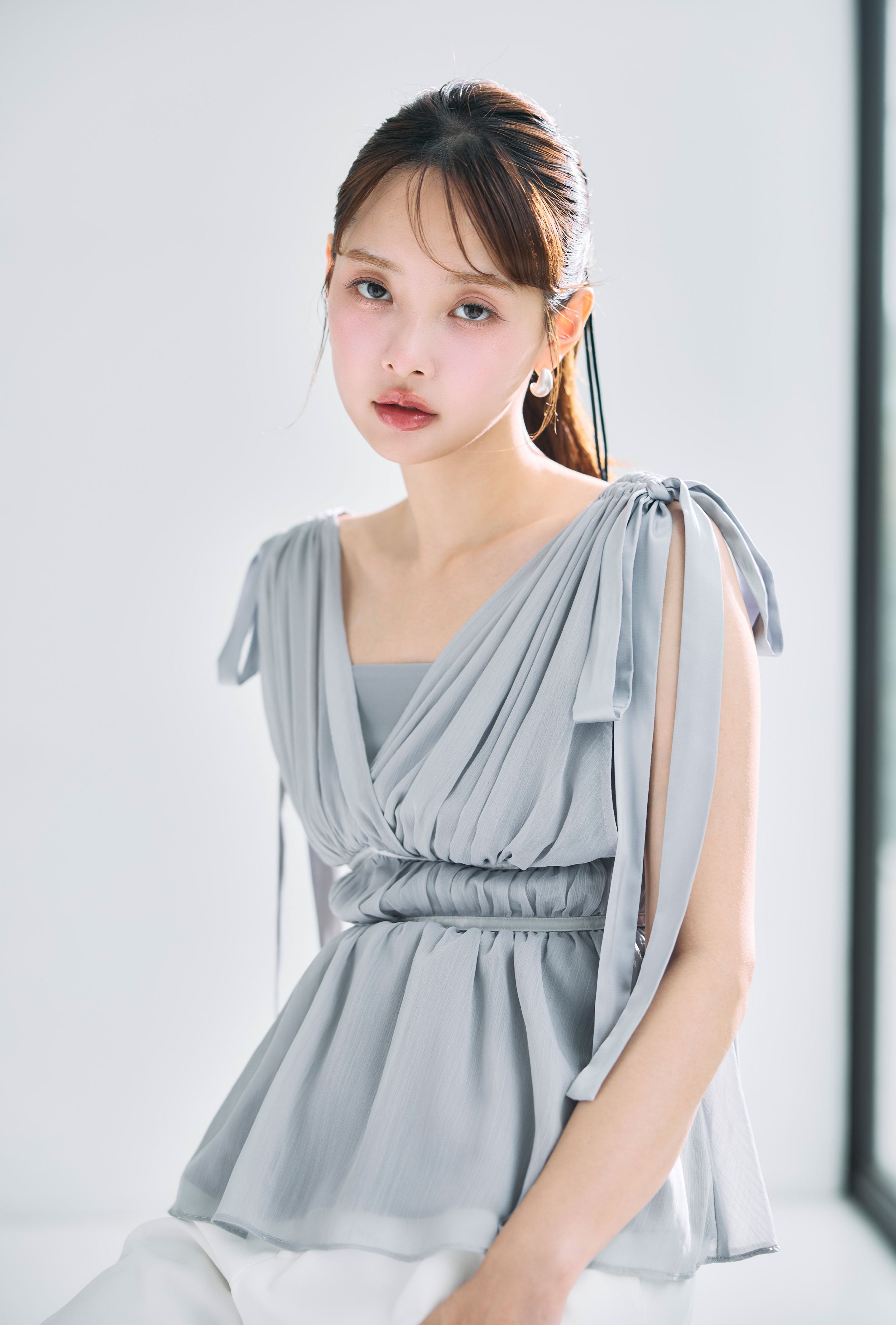 ショルダーリボンシフォンブラウス – poláura OFFICIAL ONLINE STORE