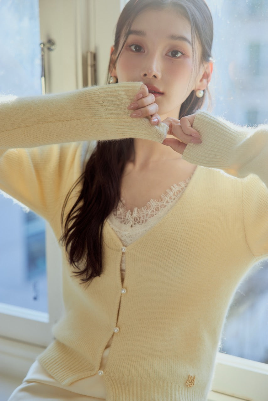 polaura ポローラ フェザリーパールニットカーディガンセット　yellow フェザリーパールニットカーディガンセット – poláura OFFICIAL ONLINE