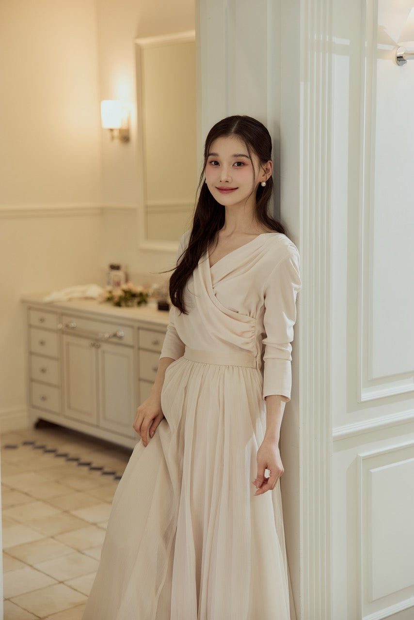エアリードレープカシュクールドッキングワンピース – poláura