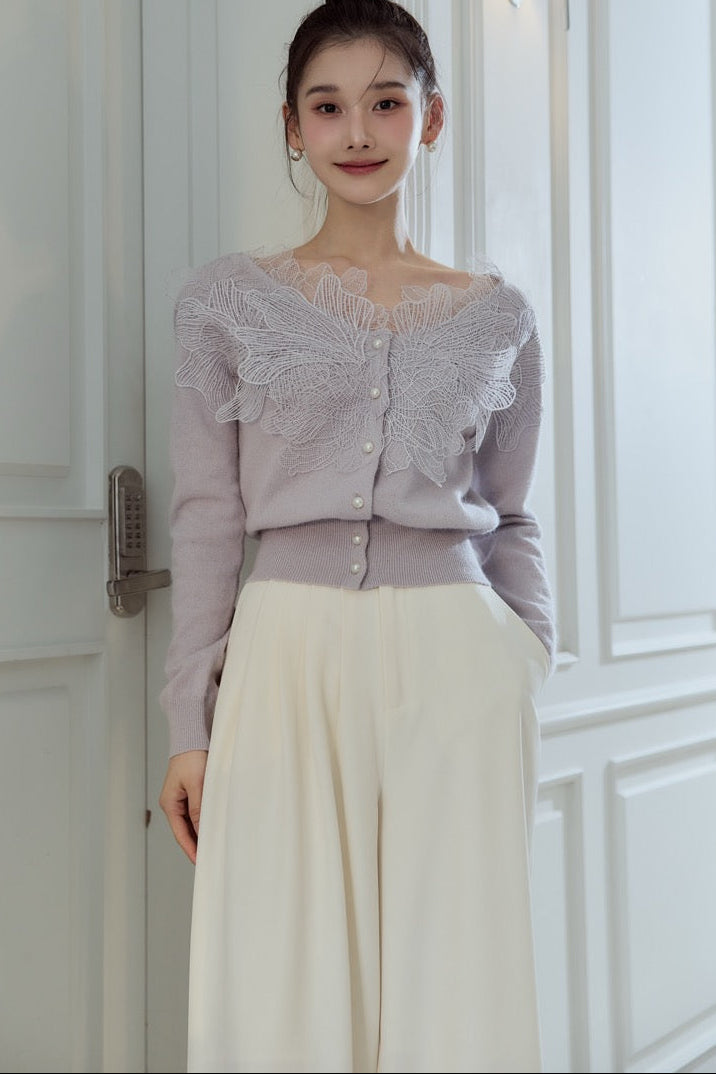 モデル身長：166cm トップスカラー：pale lilac ボトムカラー：off white ボトムサイズ：M