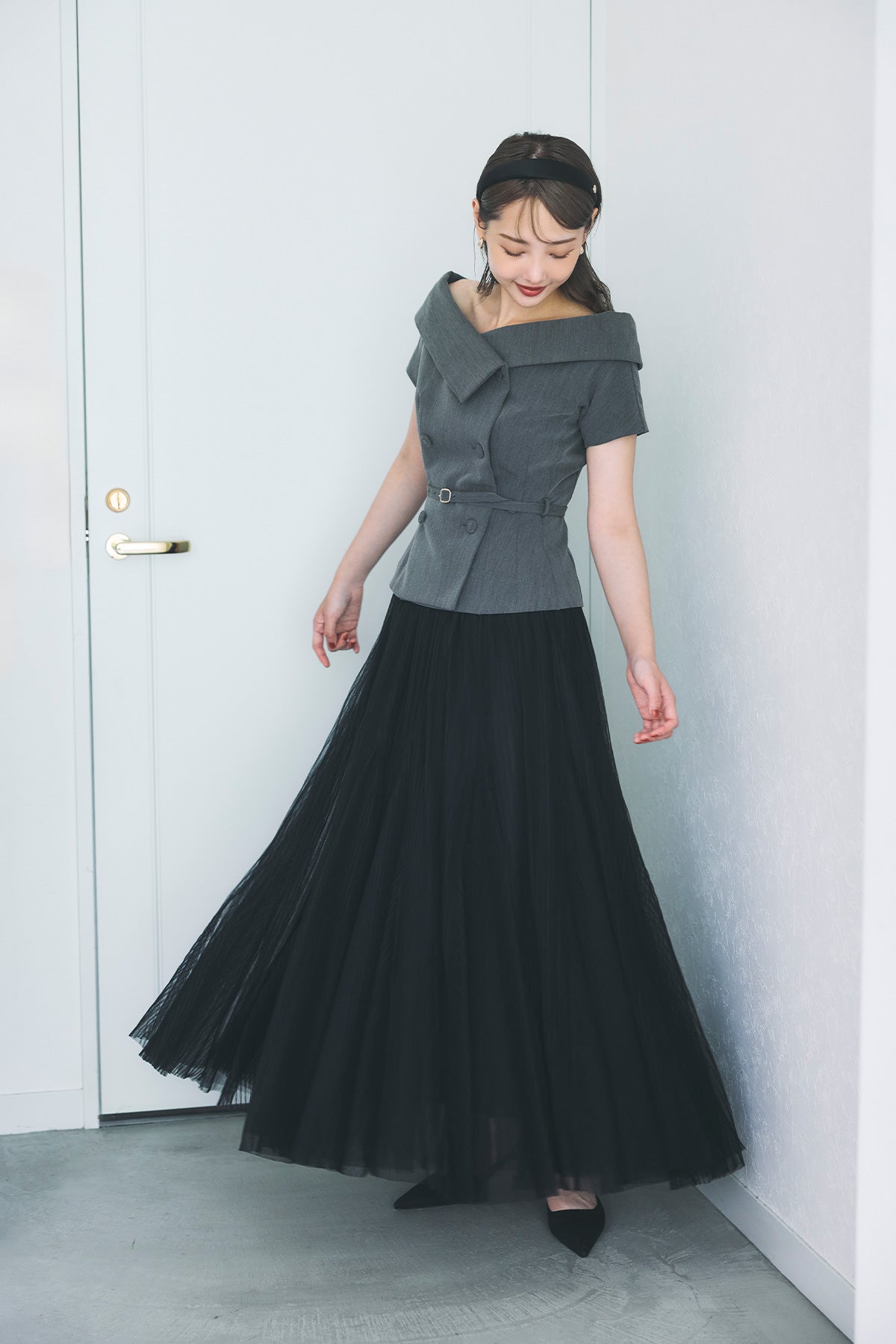 ポローラ polaura オフショルカラーダブルボタンジャケット 正規品 オフショルカラーダブルボタンジャケット – poláura OFFICIAL