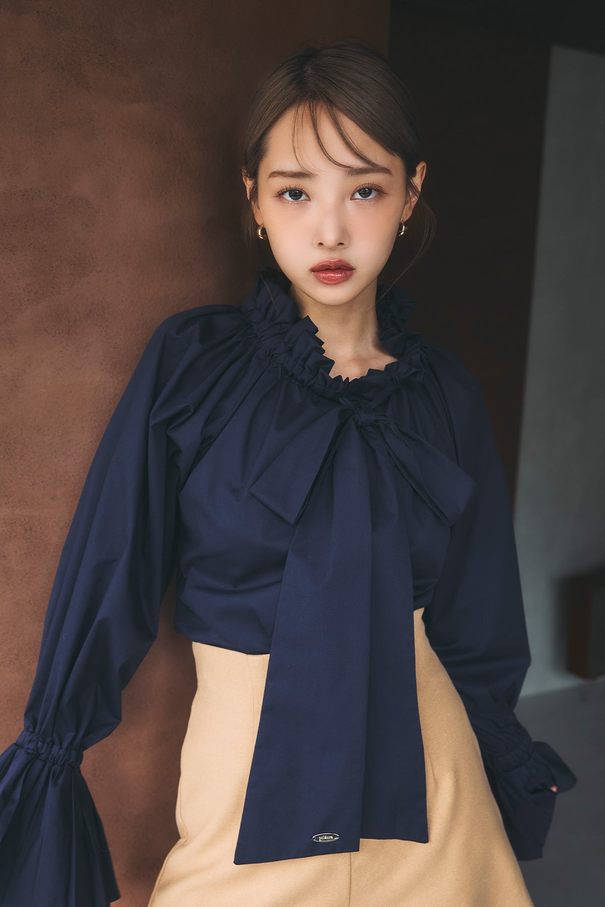 モデル身長：172cm サイズ：FREE カラー：navy