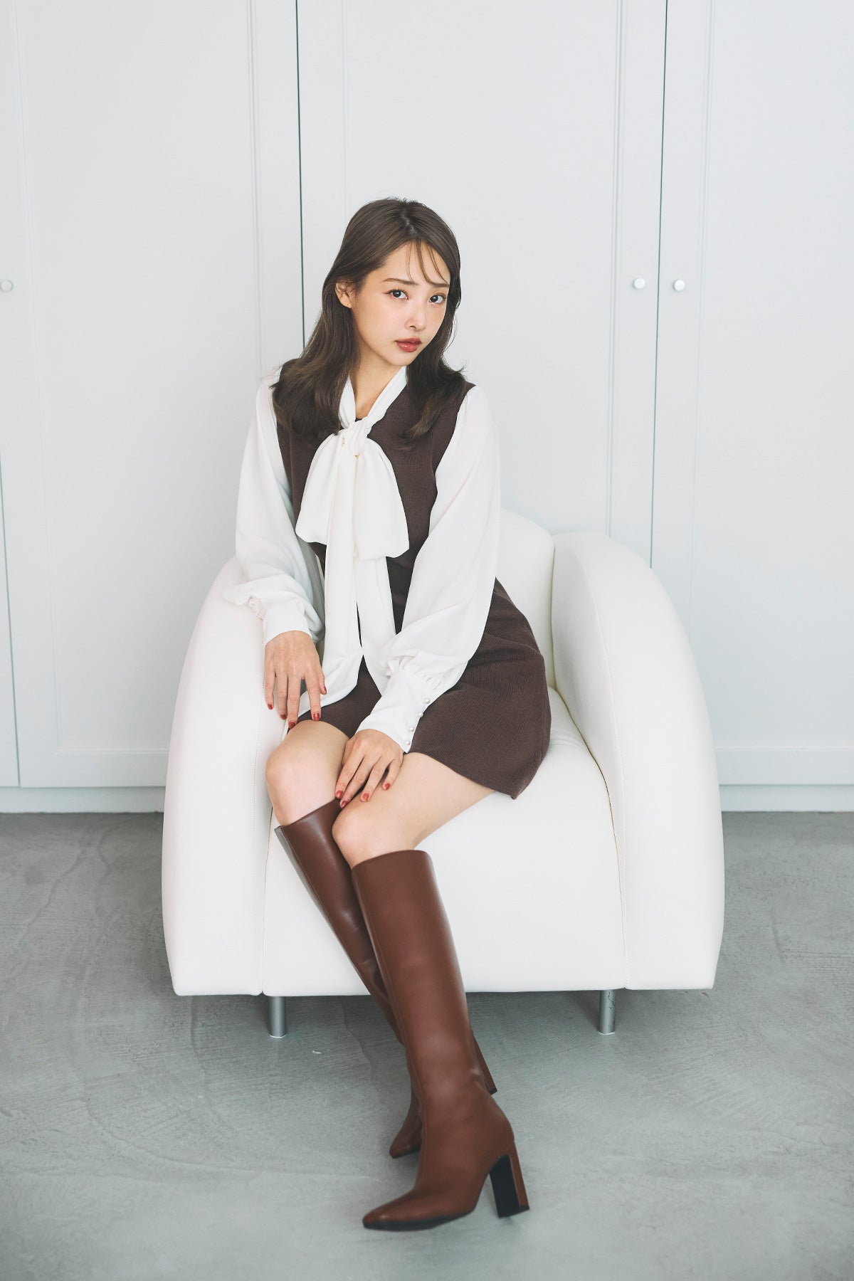モデル身長：172cm サイズ：FREE カラー：brown