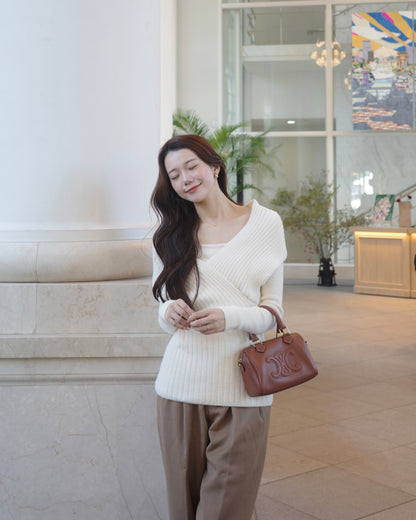 ベルトセットカシュクールオフショルダーニット