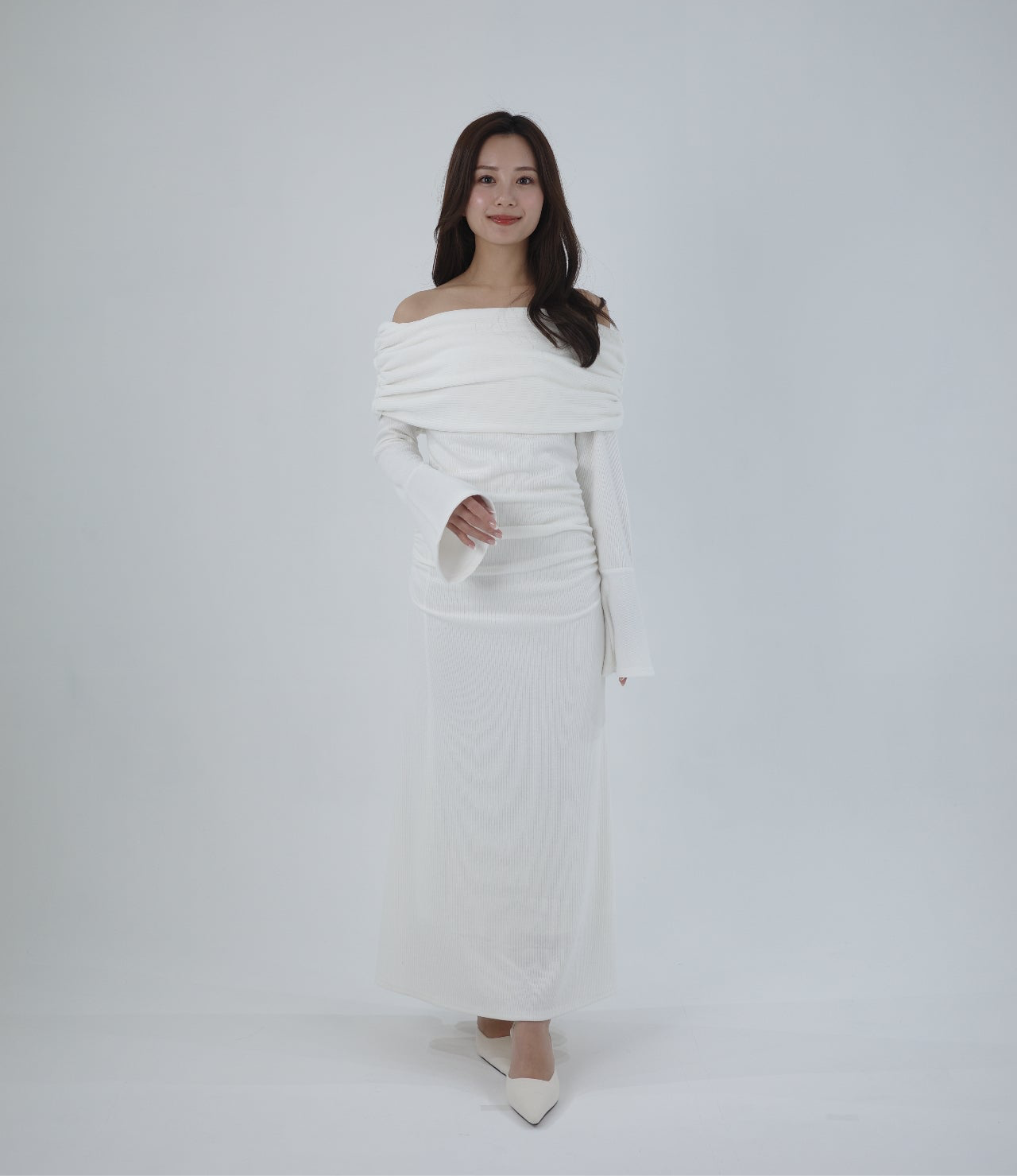 2WAYオフショルダーセミフレアワンピース – poláura OFFICIAL